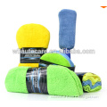 9 Piece/Set Microfiber Car Cleaning Kit Include 3* Microfiber Towels, 3* Applicator Pads, Wash Sponge, Wash Mitt, Wheel Brush